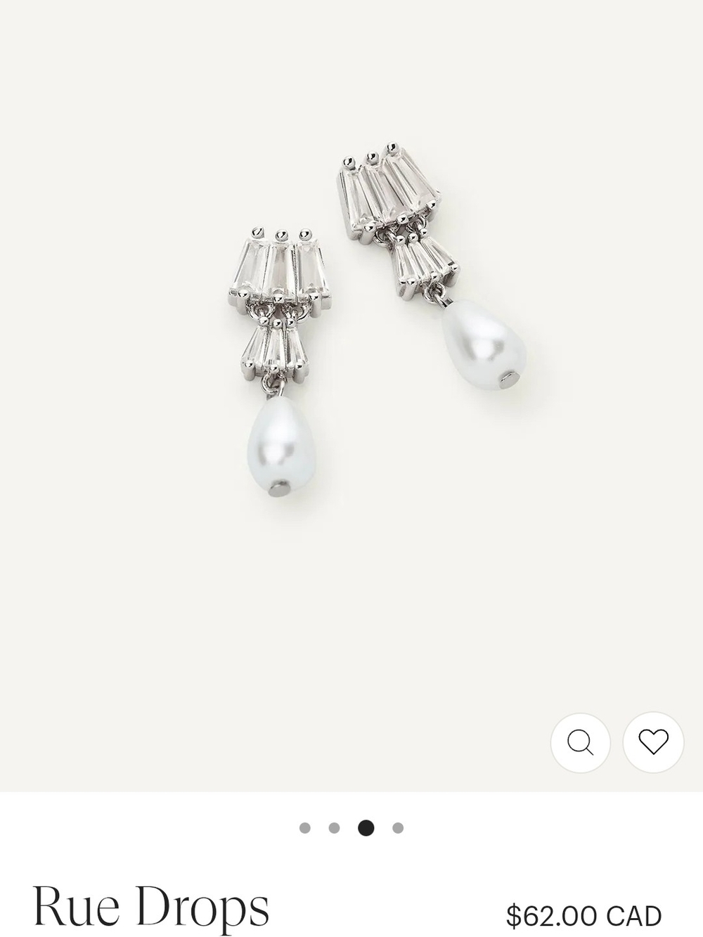 Rue Drops Silver Pearl Drop Earrings